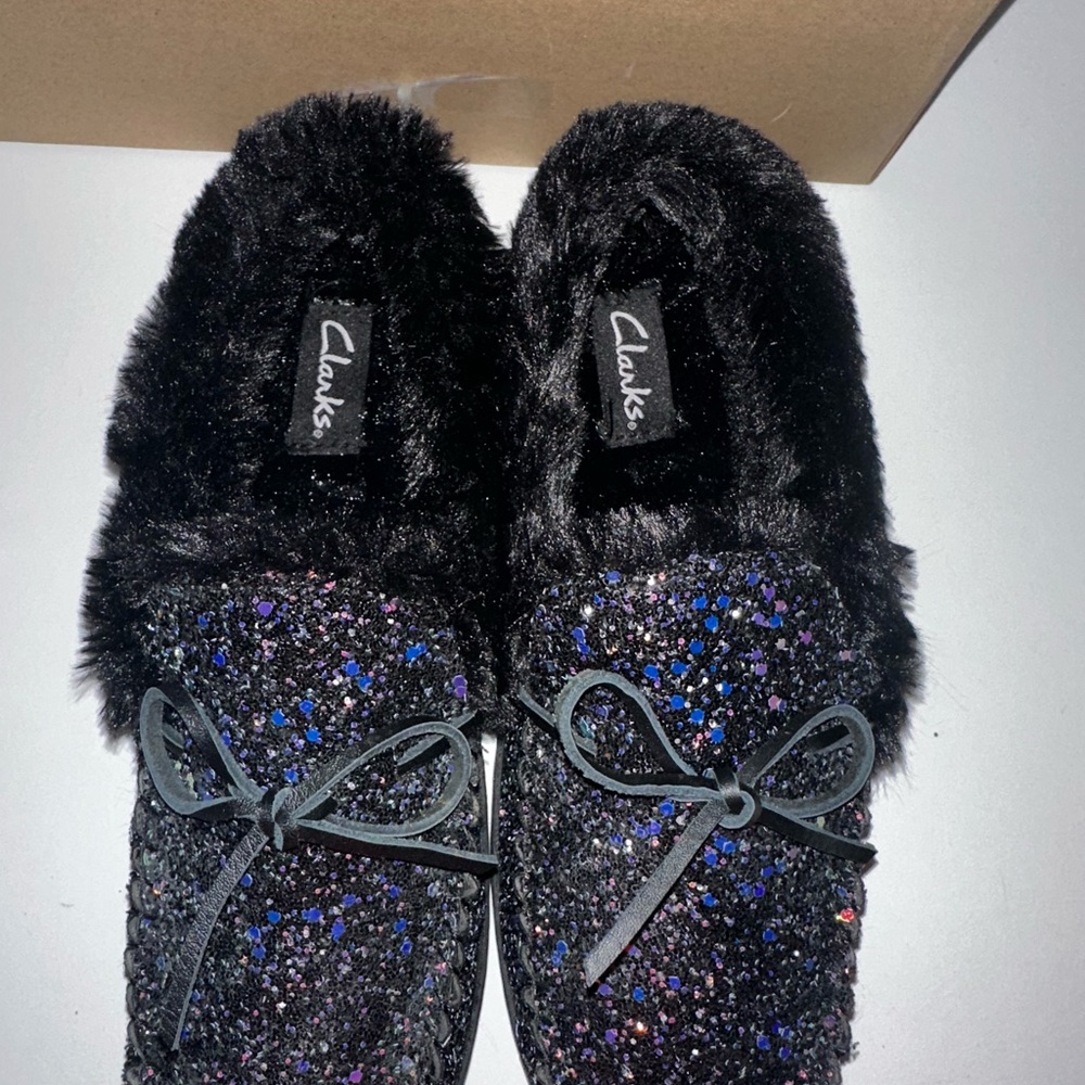 Clarks Black Glitter Women's Slippers